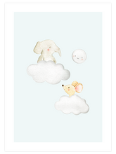 Bulut Üstünde Fil ve Fare - Art Print